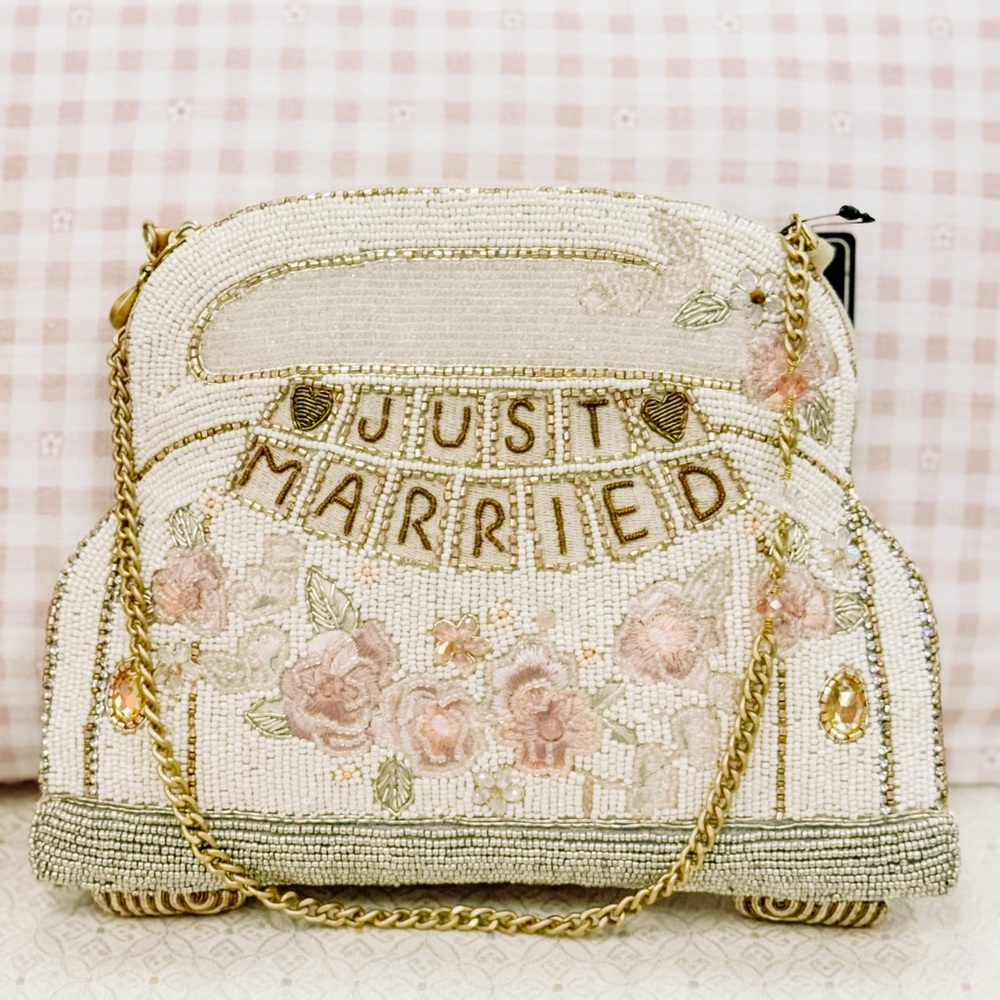Elegant Beaded 'Just Married' Clutch